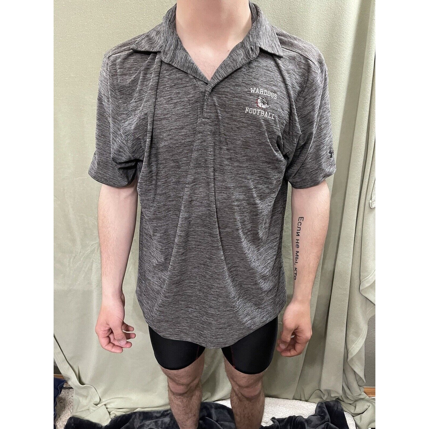 Under Armour Gray Loose Polo Heatgear Large Wardogs Football