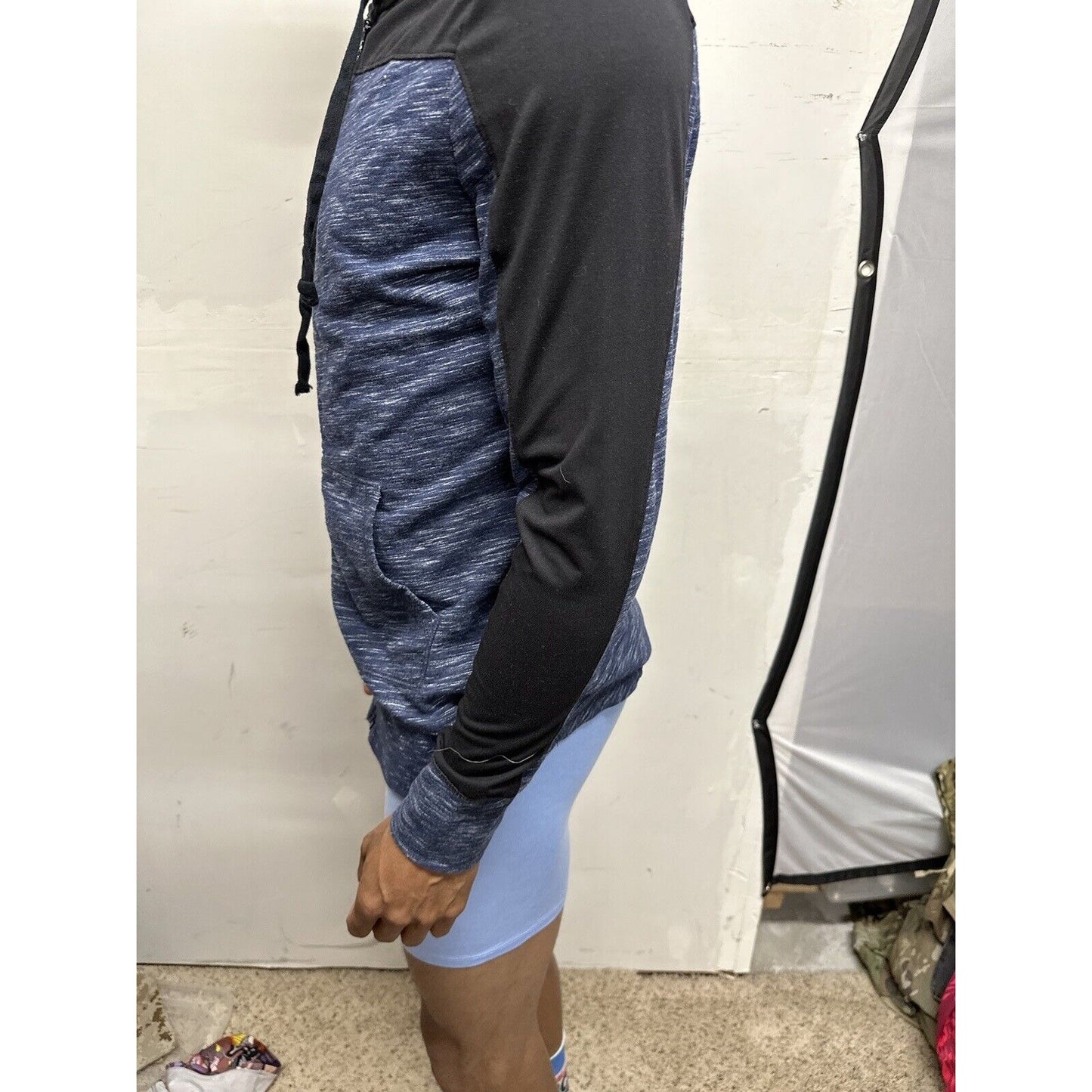 Men’s Blue And Black Boyfriend Hoodie Large Full Zip