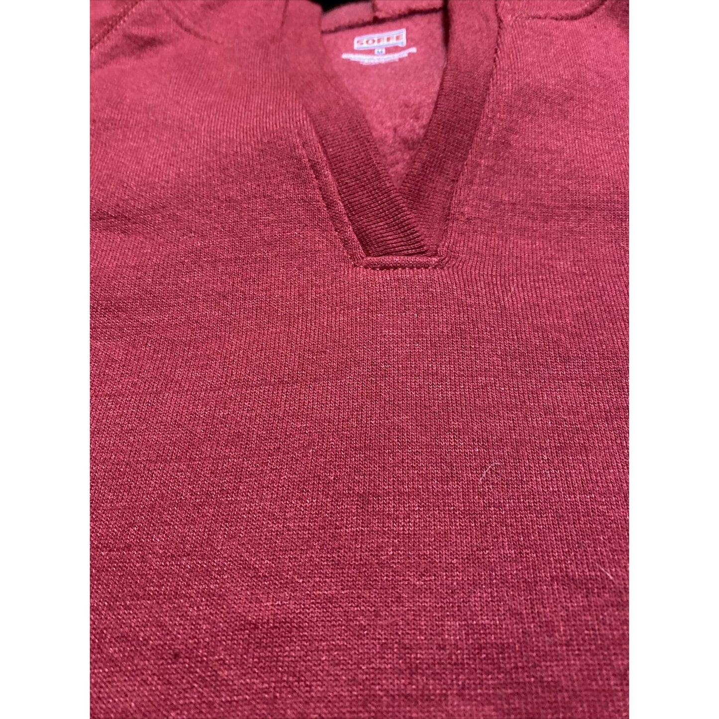 Soffe Men’s Medium Plain Solid Red Cotton-blend Pullover Hooded Sweatshirt