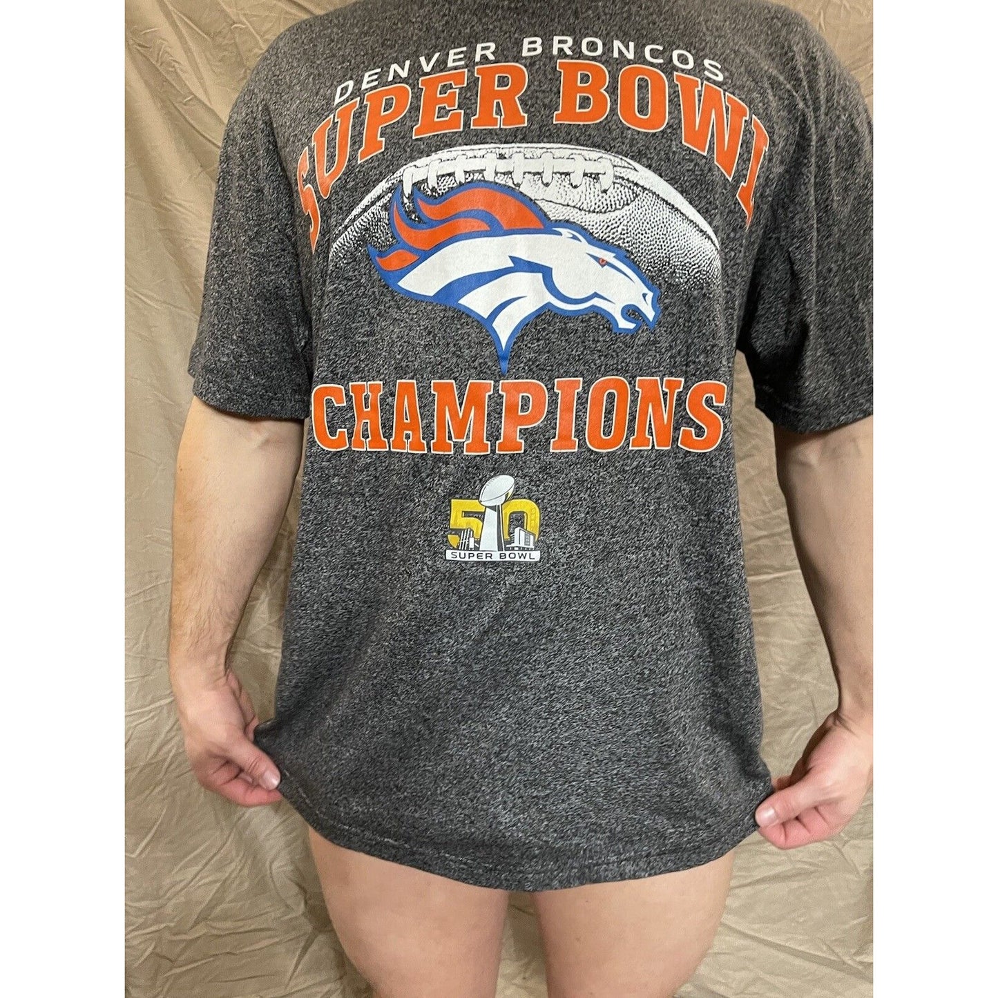 Men's 2XL Gray Denver Broncos Super Bowl 50 Champions