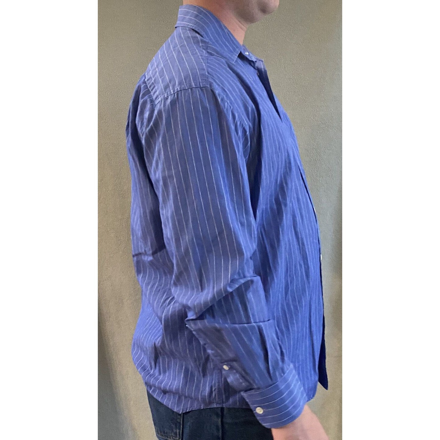 Banana Republic Men’s Large Blue Stripes Button-down Cotton Long Sleeves Shirt