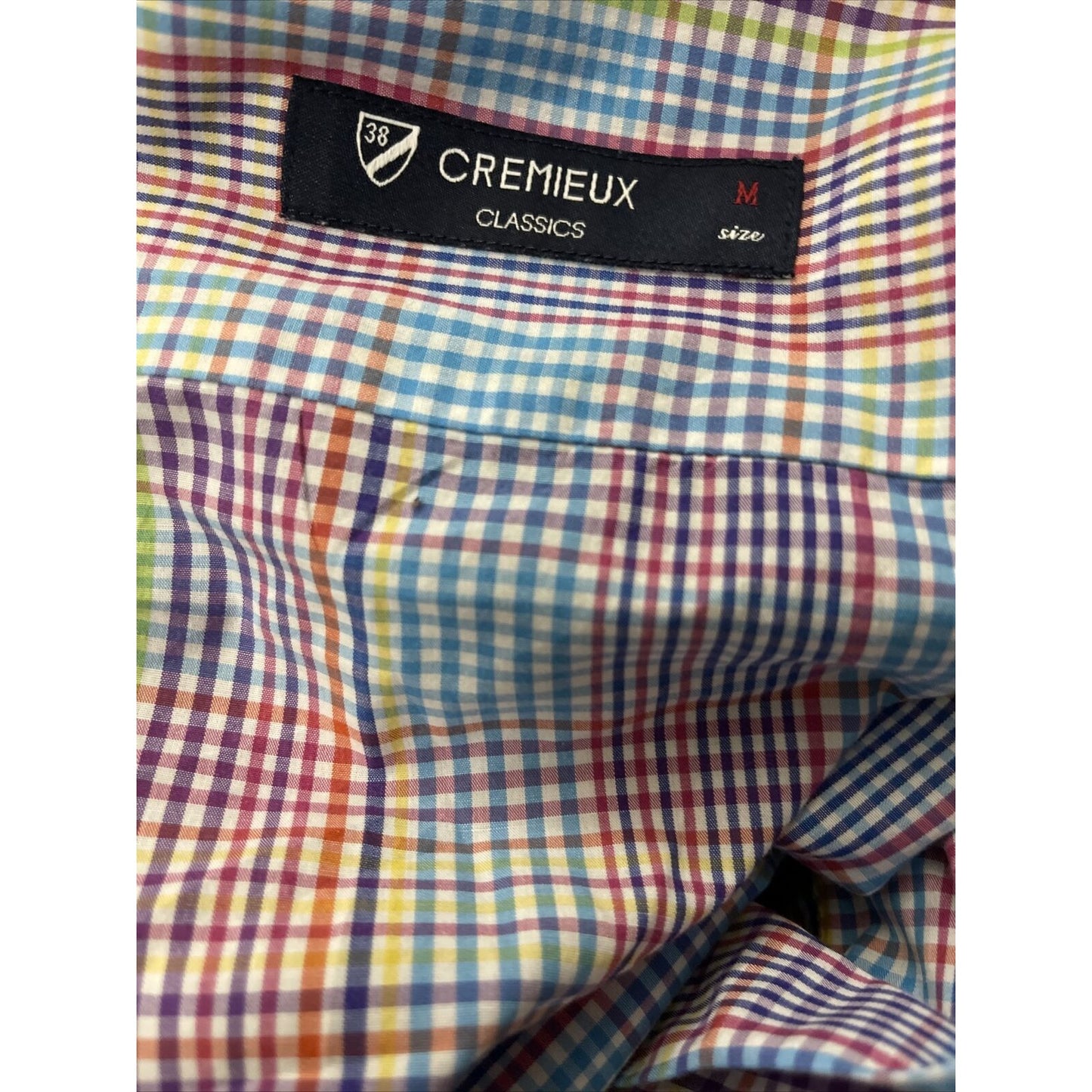Cremieux Mens Button Down Casual Long Sleeve Shirt Rainbow Plaid Medium Cotton