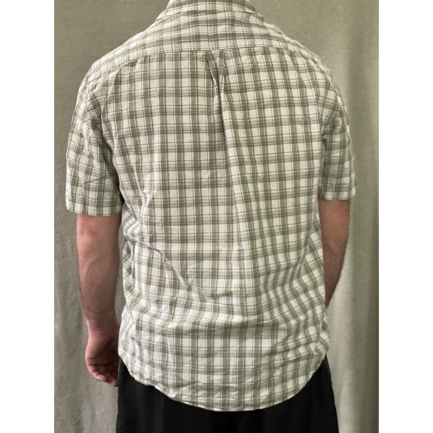 OLD NAVY Lime Green Plaid Men’s Large Cotton Short Sleeves Polo Shirt