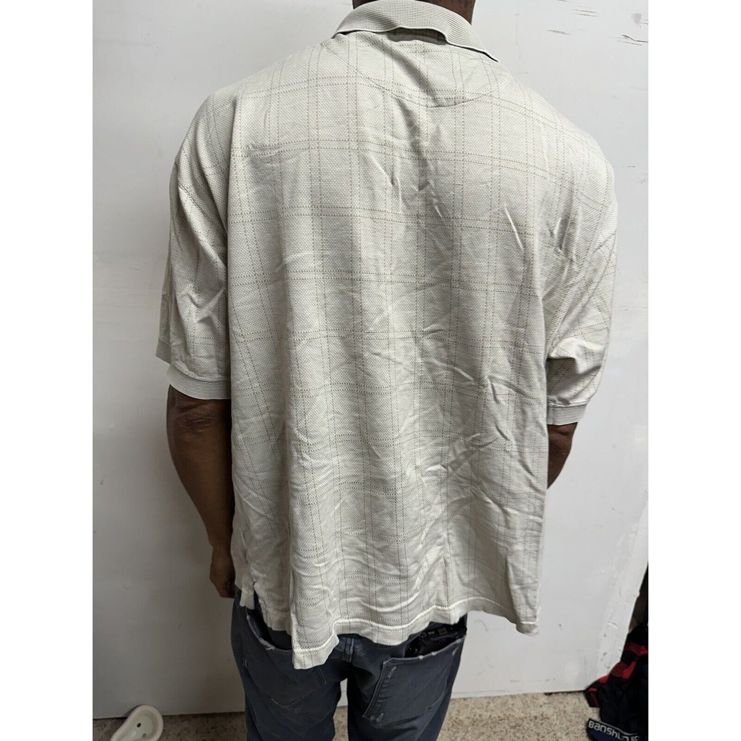 Men’s Beige Geoffrey Beene Large Polo Shirt Double mercerized