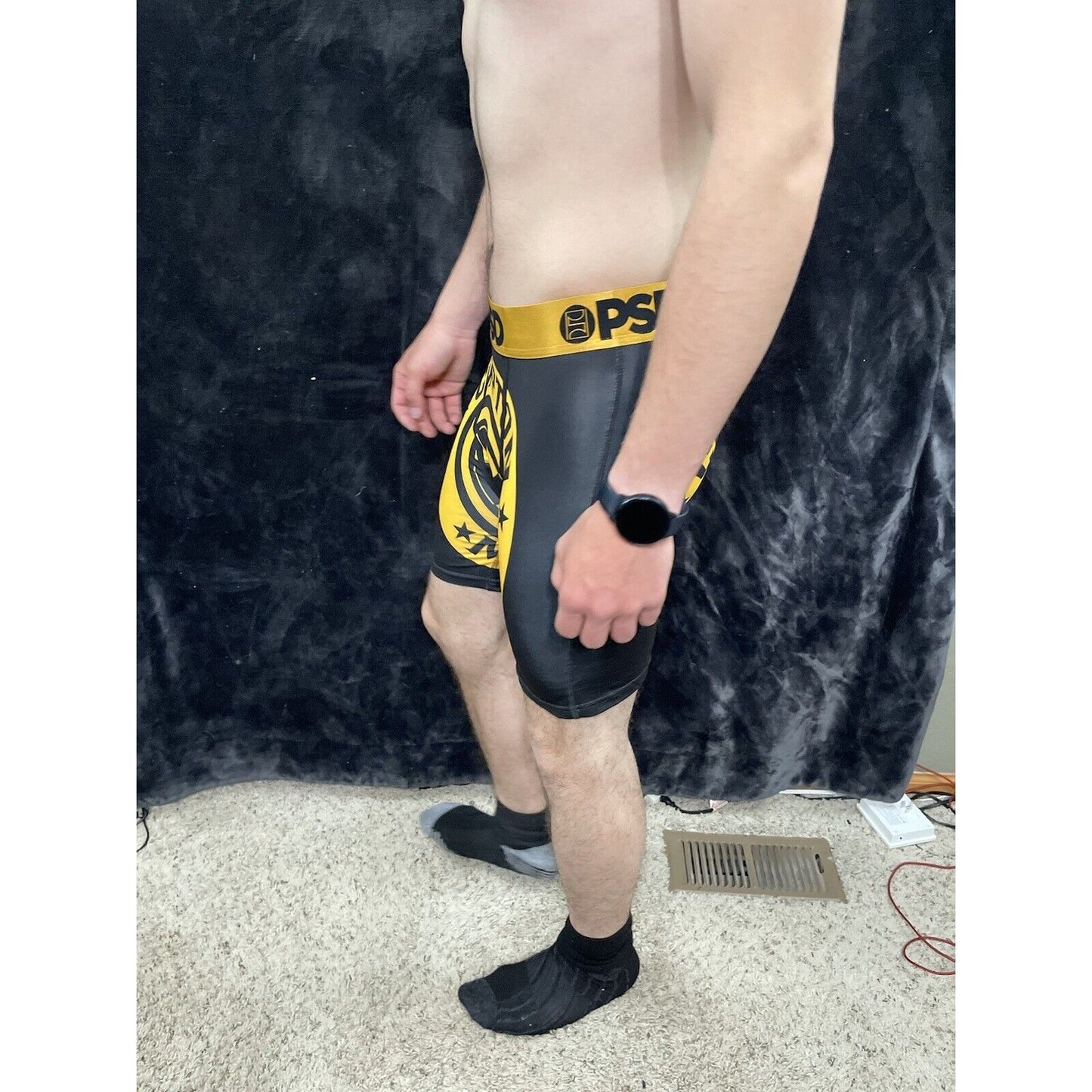 PSD Men’s Large Compton Magic Logo New Black And Gold Boxer Briefs