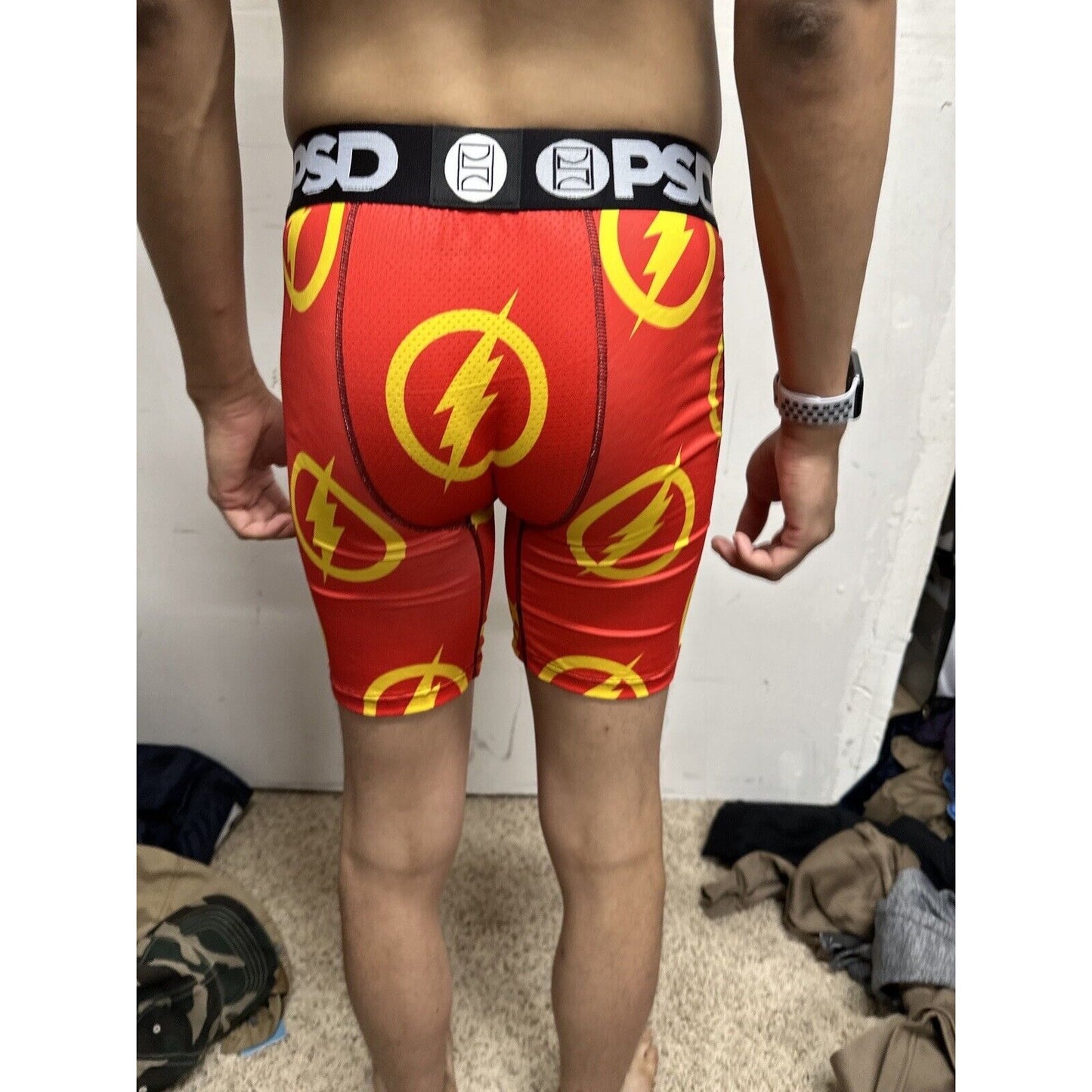 Men’s PSD Small Boxer Briefs Red Orange Flash Design