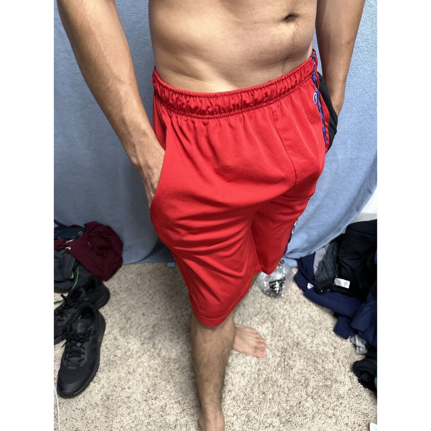 Men’s Red Champion Performance Shorts With Pockets No String