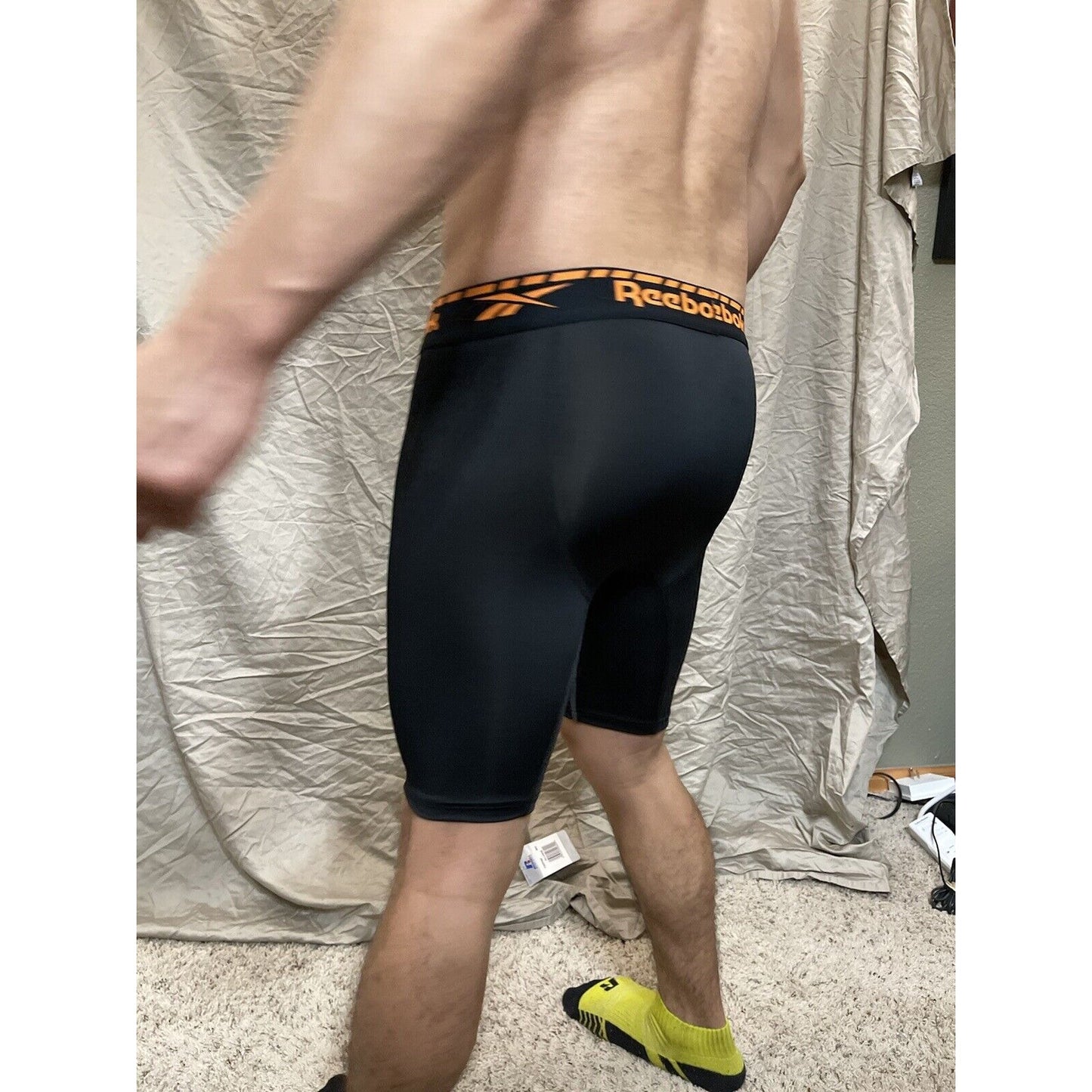 men's black reebok medium orange band compression Boxer Shorts