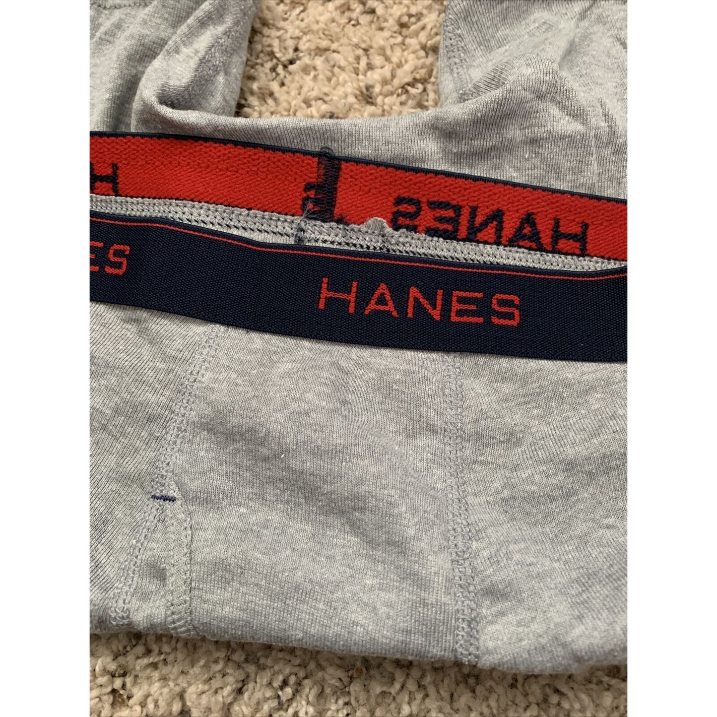 Men’s Hanes Gray Boxer Briefs Blue/red Band Medium Comfort Flex