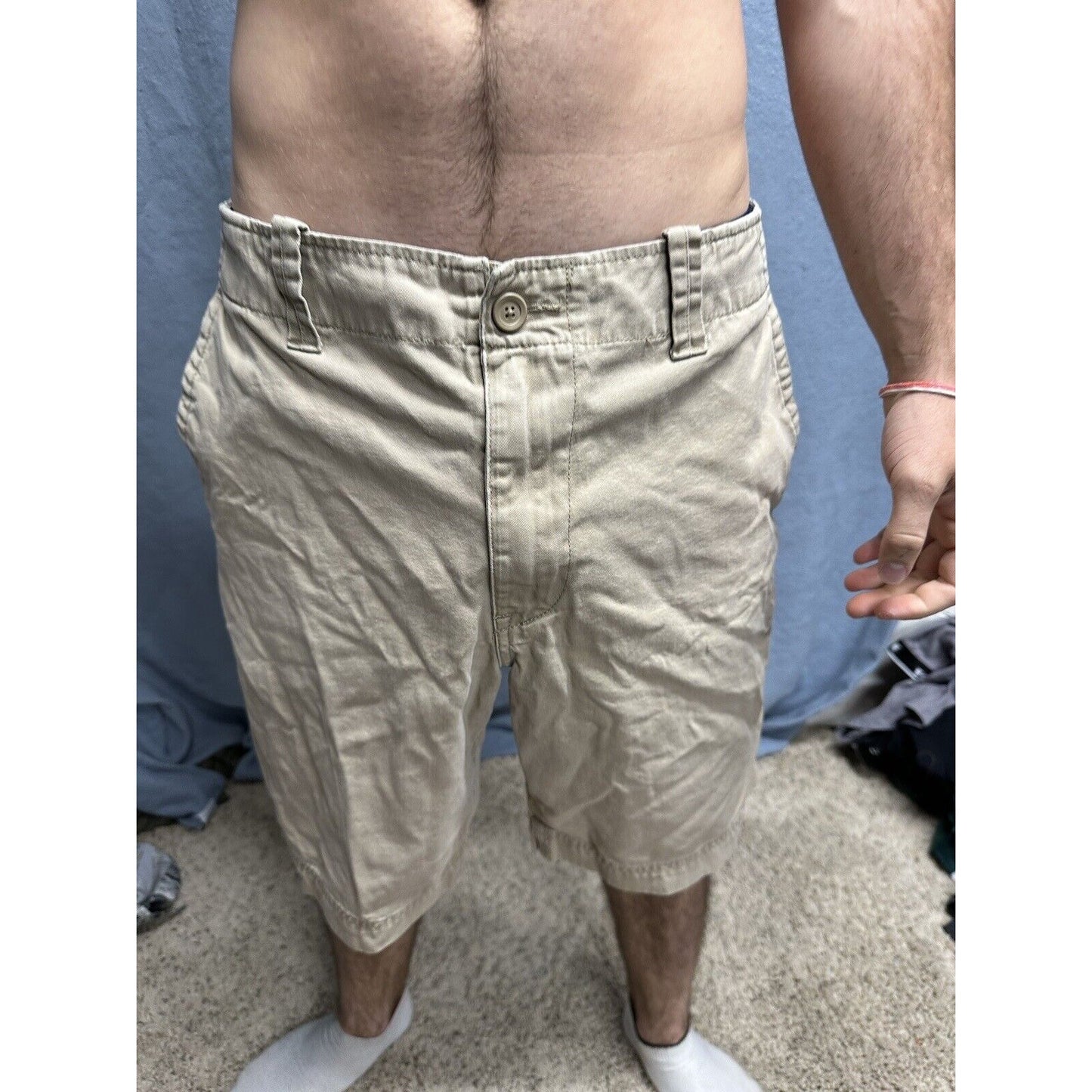 Men’s Khaki Gap Rugged Short Flat Front Shorts Size 36