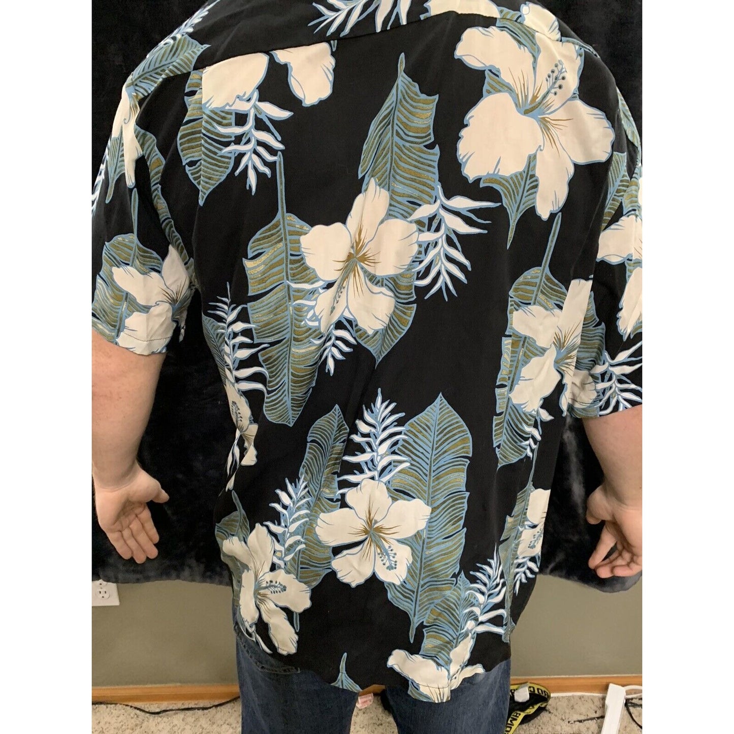 HO ALOHA, USA, Men's Large Hawaiian Tropical ALOHA SHIRT, S/S, Floral Pattern
