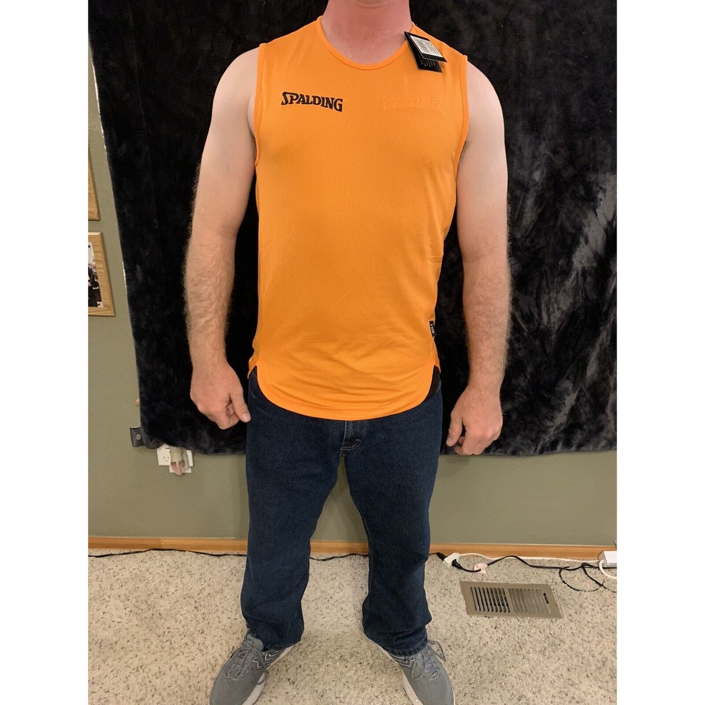 Spalding Black / Orange Basketball Top Mesh Tank Reversible