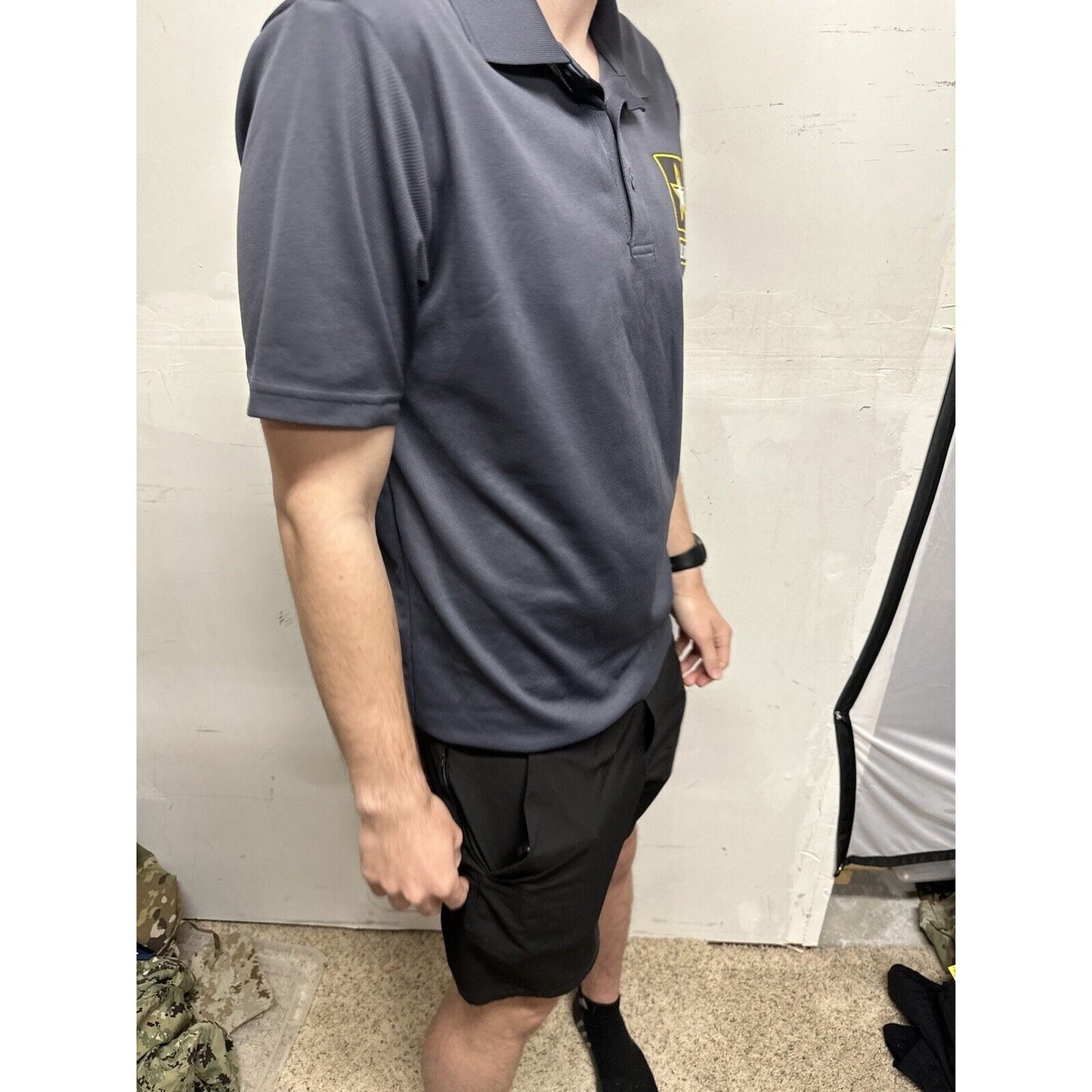 Men’s Gray Sport-tek Medium Short Sleeve Polo Shirt Us Army