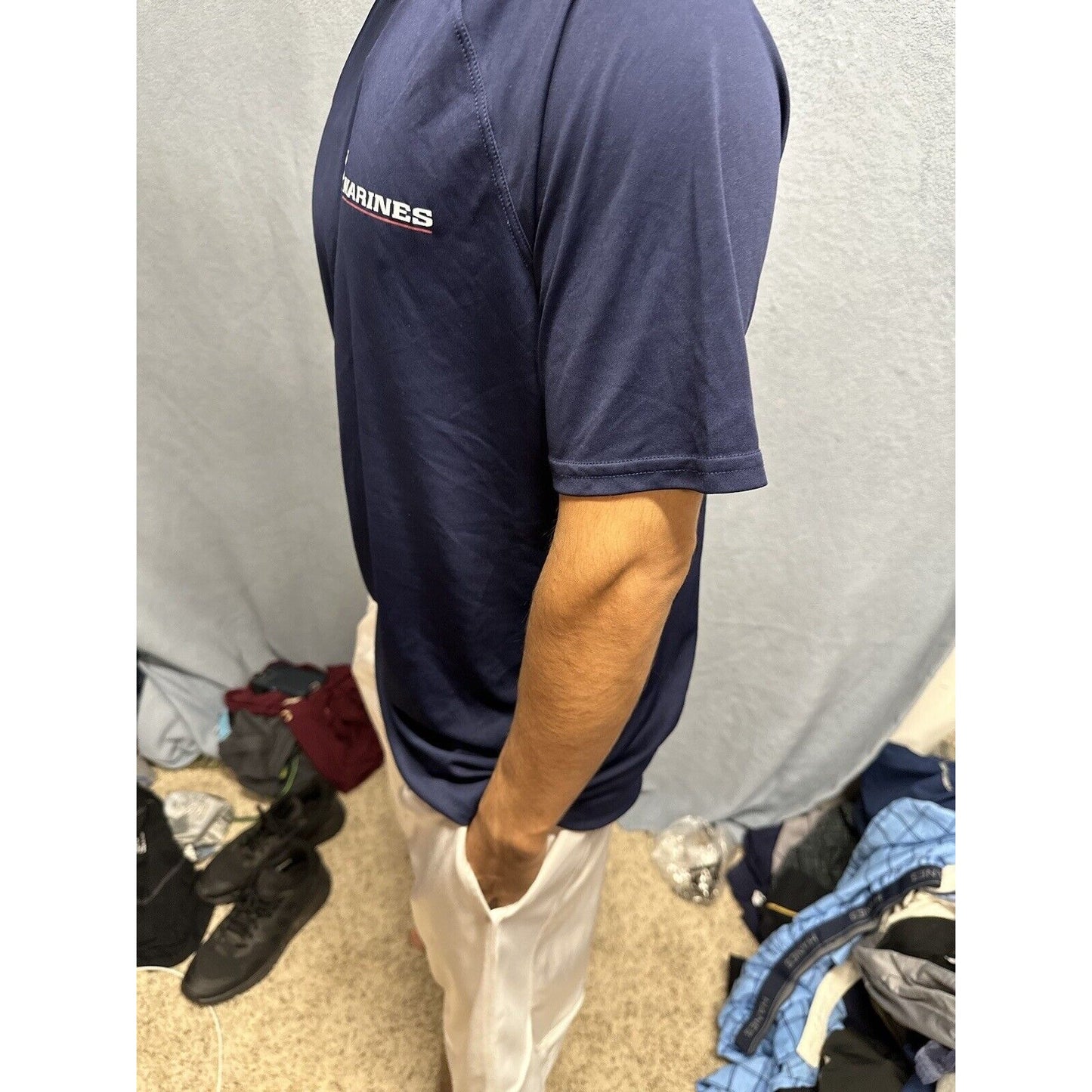 Men’s Athletic Dark Blue Large Marines Compression Tshirt