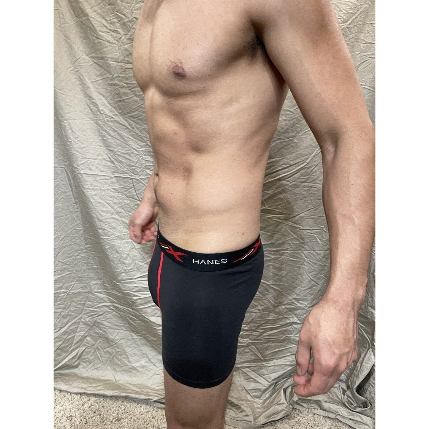 boy's youth large hanes x-temp black and red boxer briefs