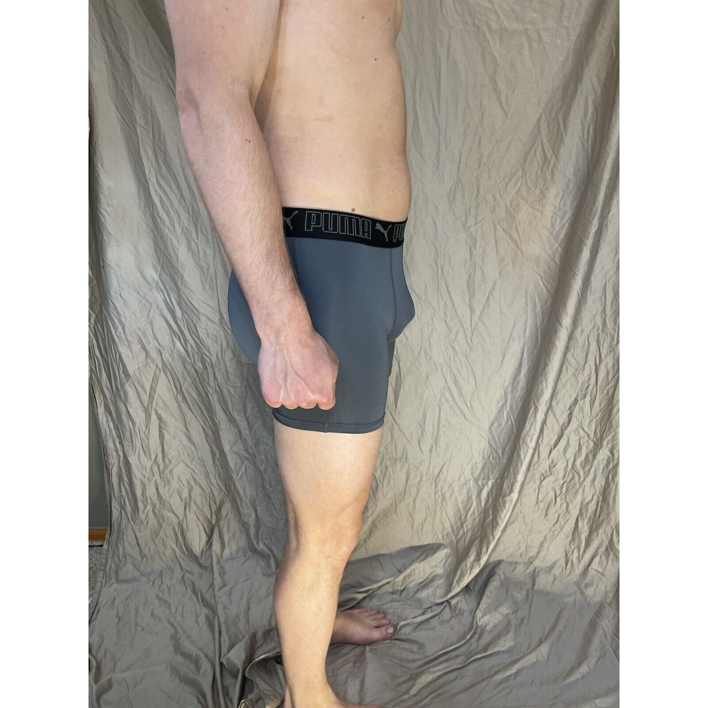 men's puma dark band gray medium compression boxer briefs