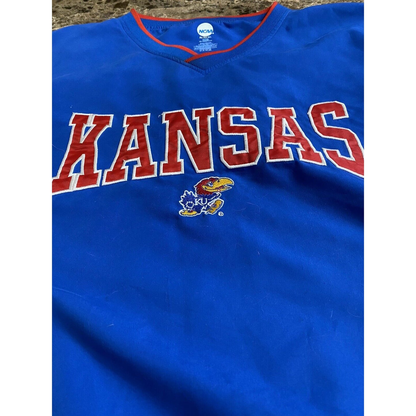 KU KANSAS UNIVERSITY NCAA College Sports Blue Pullover Jacket Men’s Large
