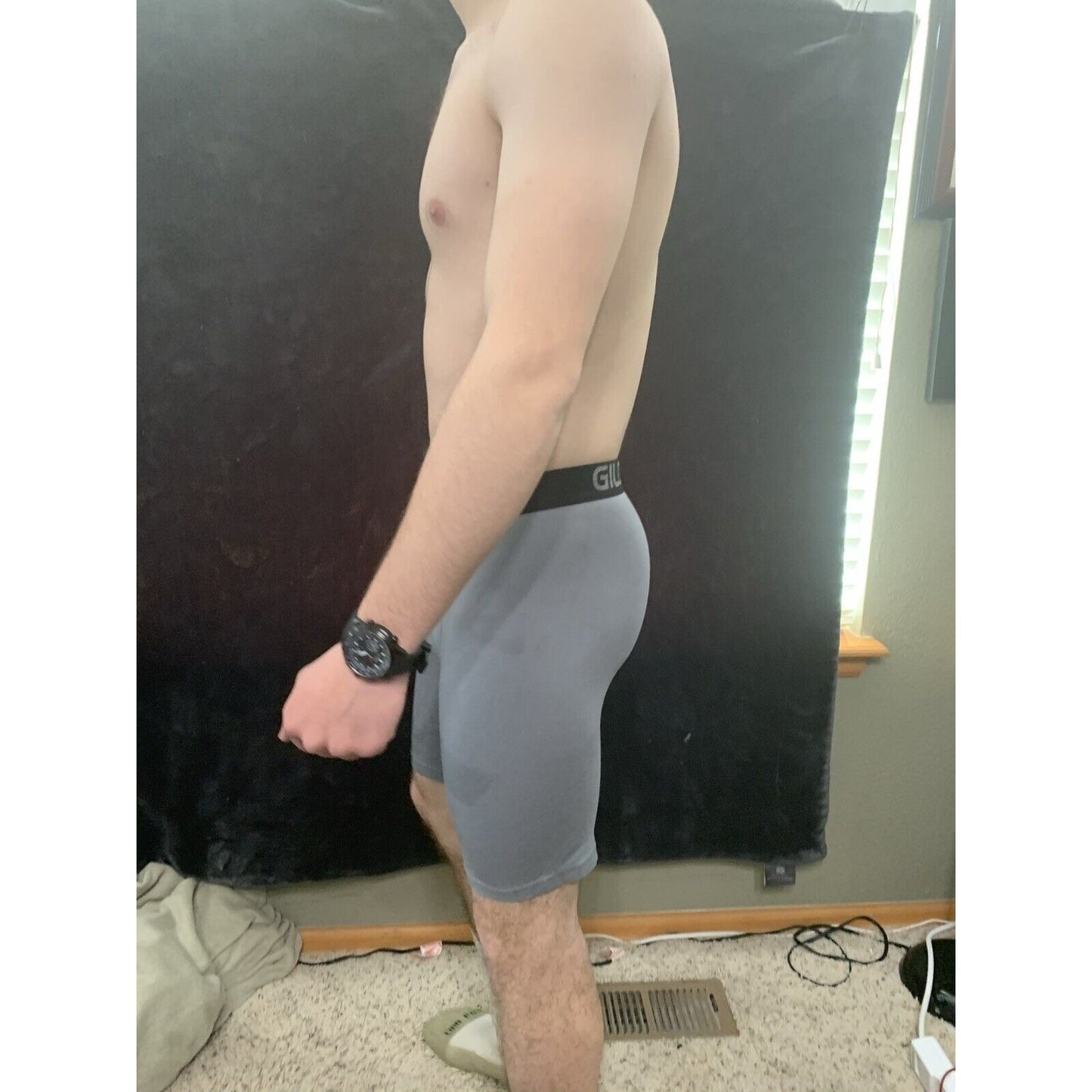 Men’s Gildan Medium Boxer Briefs Gray 5% Spandex