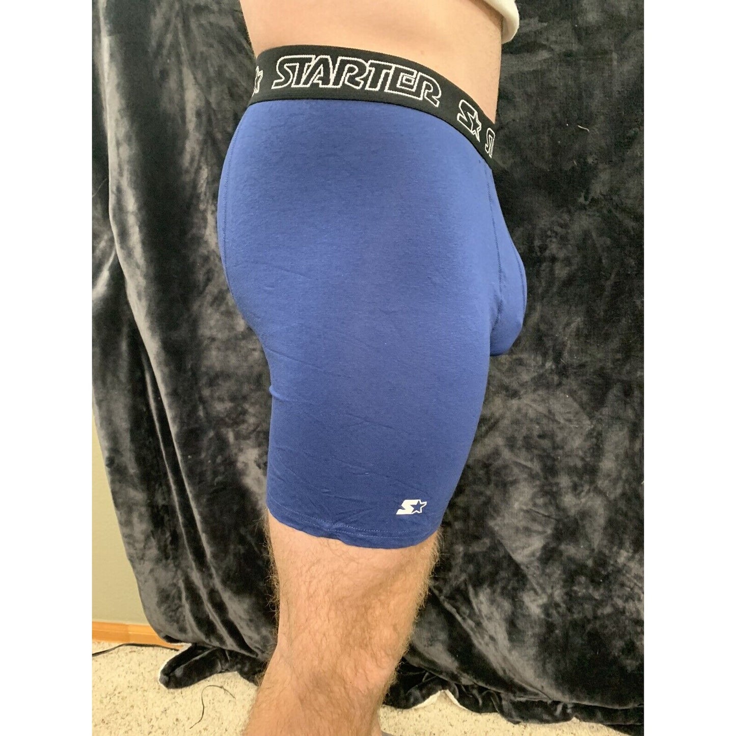 Blue Men’s Large Starter Black Label Compression Shorts 95% Cotton, 5% Spandex