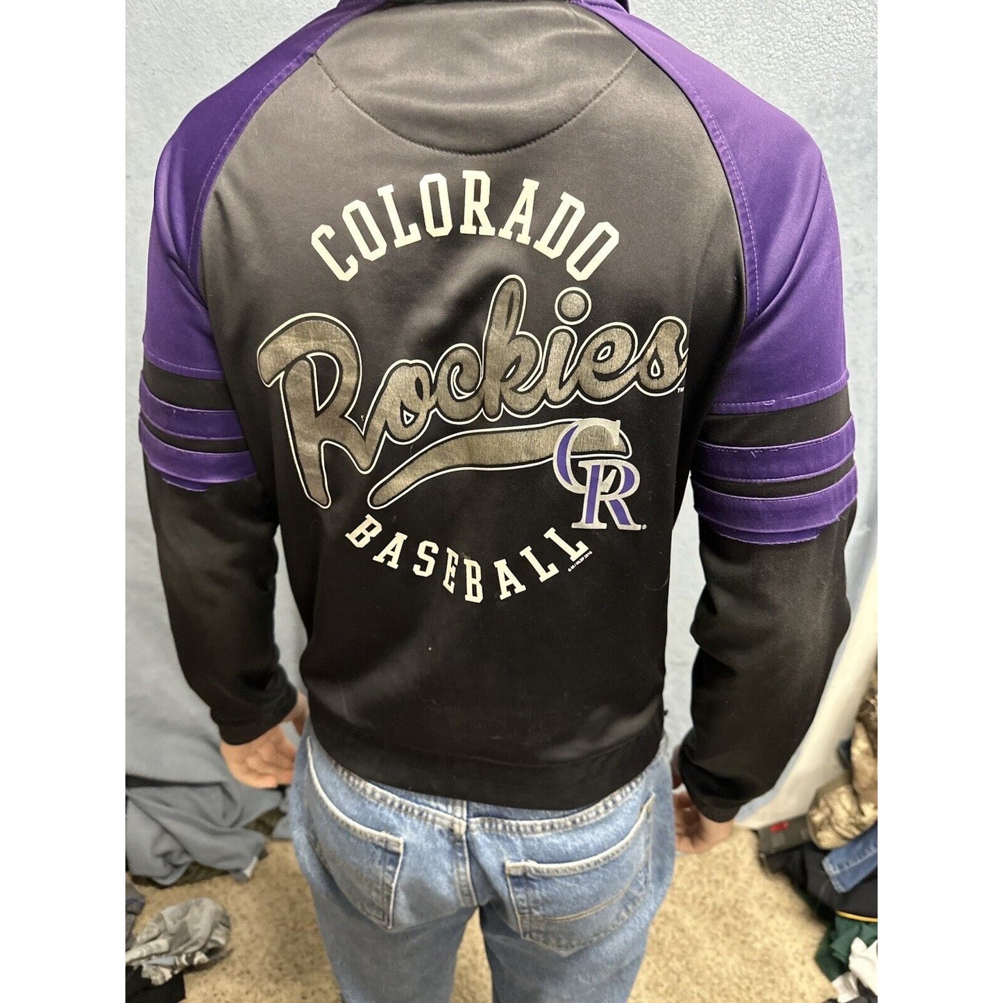 Men’s Carl Banks MLB Genuine Merchandise Purple Black Colorado Rockies M Jacket