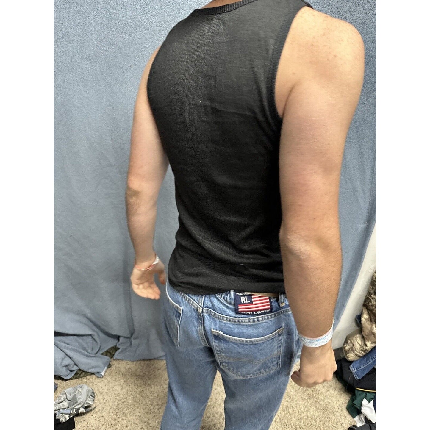 Men’s Black Medium Spyder Tank Top Muscle Shirt