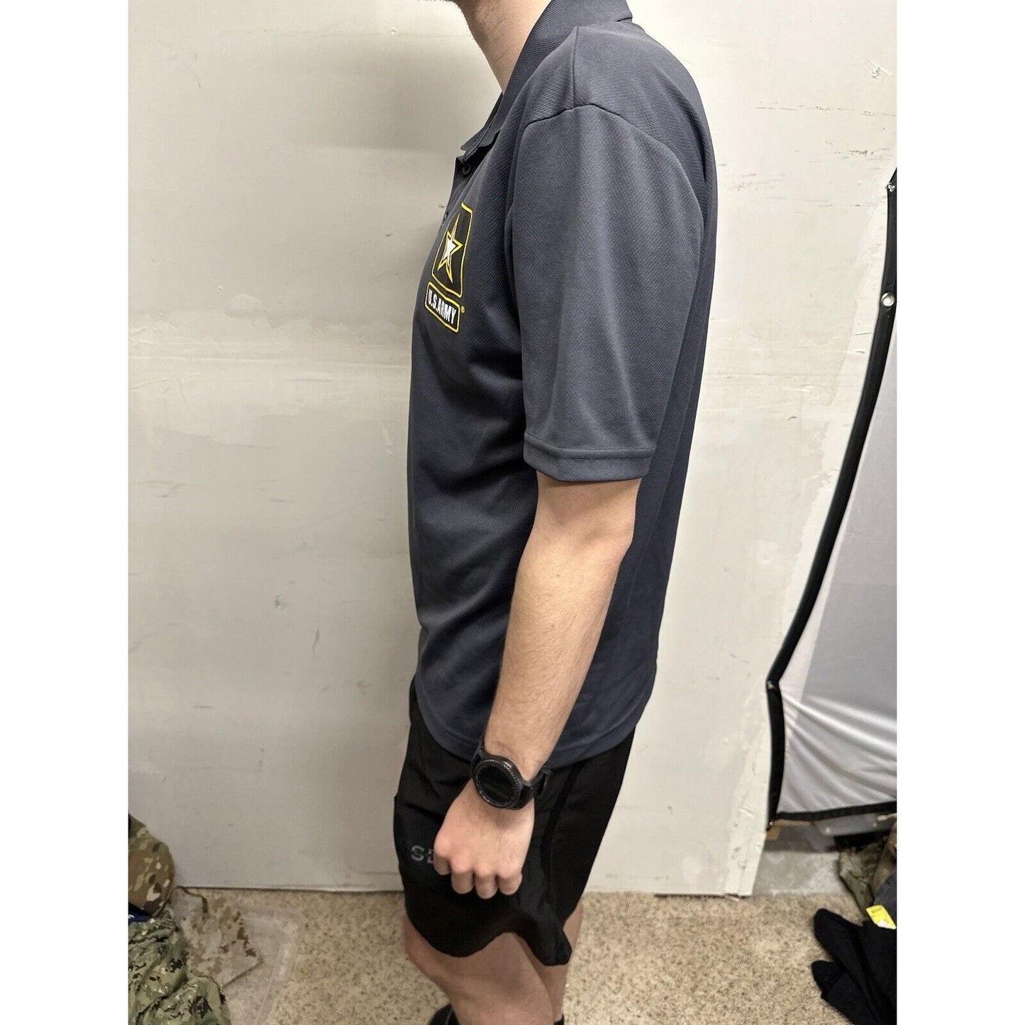 Men’s Gray Sport-tek Medium Short Sleeve Polo Shirt Us Army