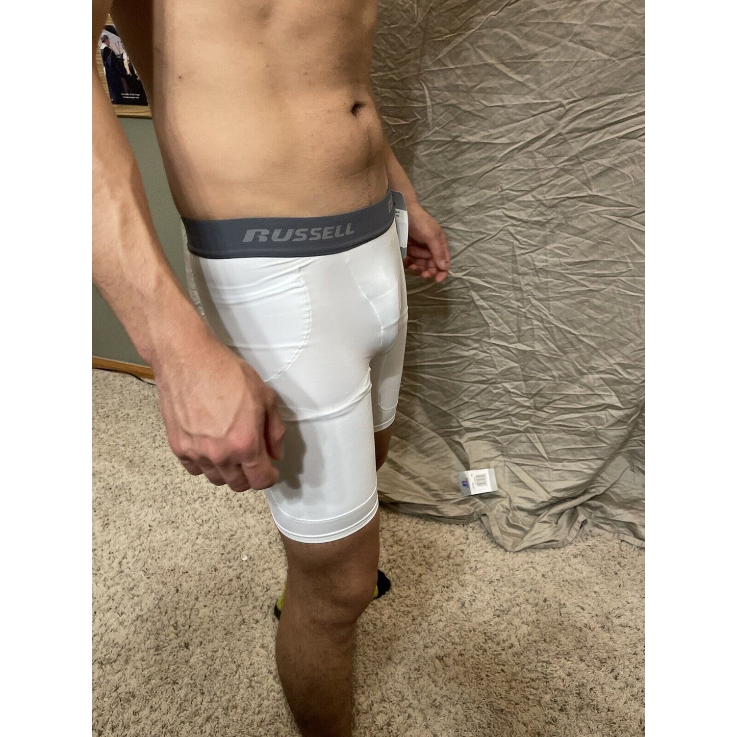 Boy's Youth Large White Russell Exterior 5 pocket girdle football compression