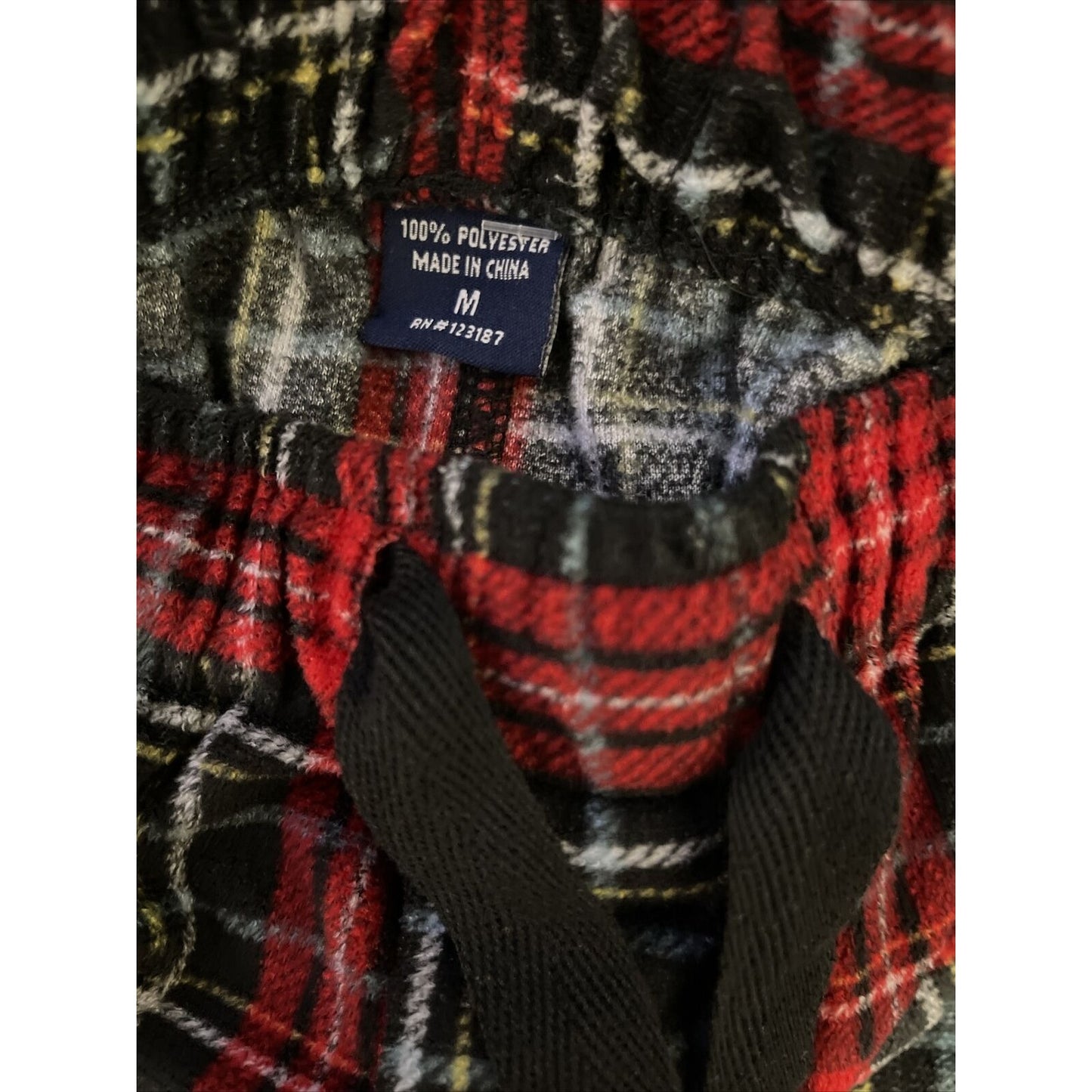 Izod Mens Lounge Sleep Pants Red Plaid Silky Flannel Pockets Button Fly Sz M