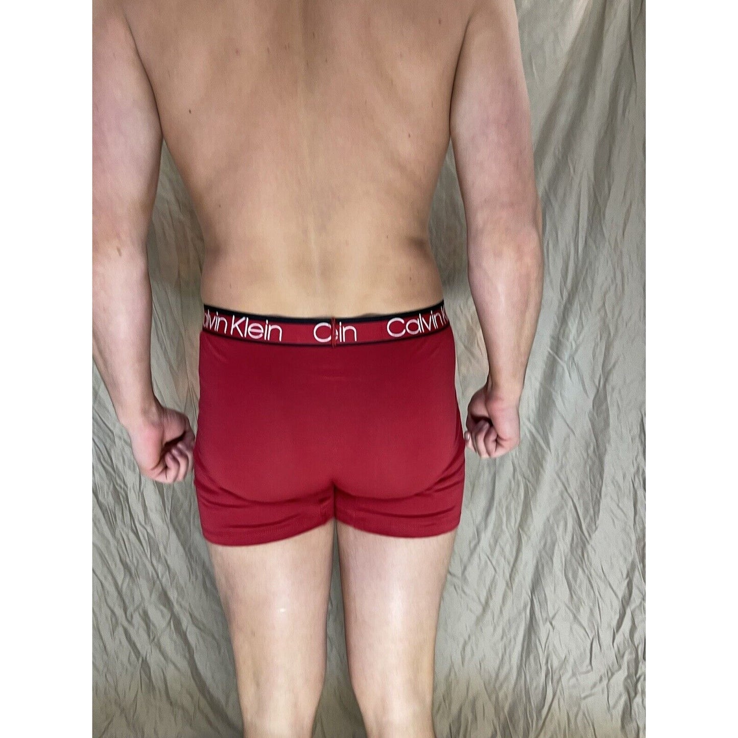 men's red calvin klein boxer brief large