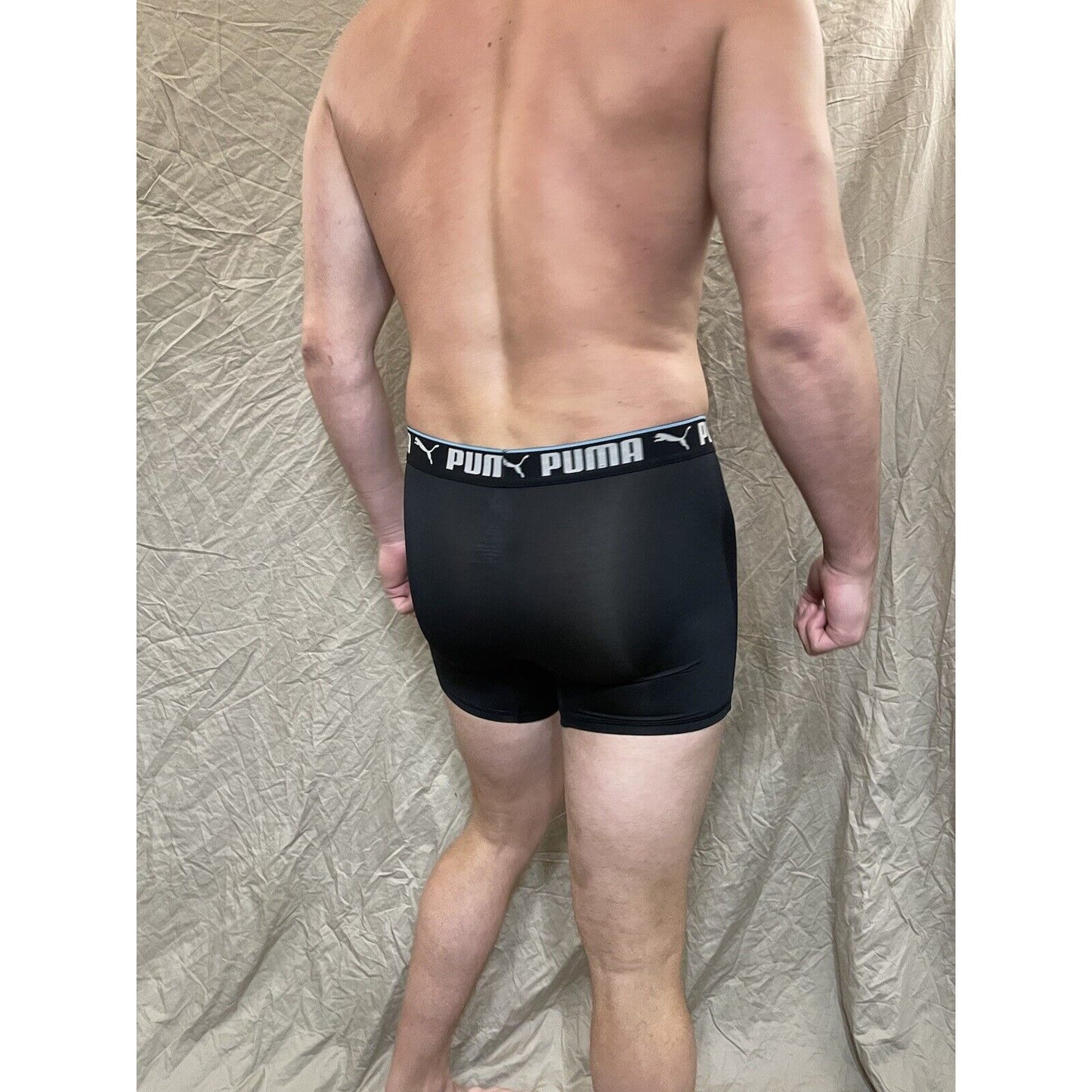 men's black puma compression boxer briefs athletic Large