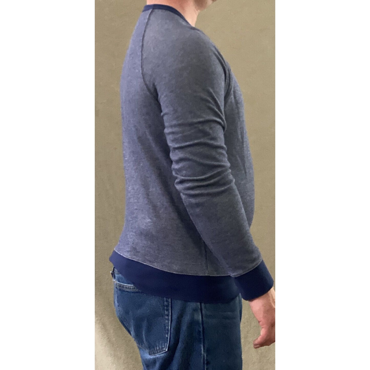 Merona Men's Medium Dark Blue Crew Neck Cotton Pullover Sweater