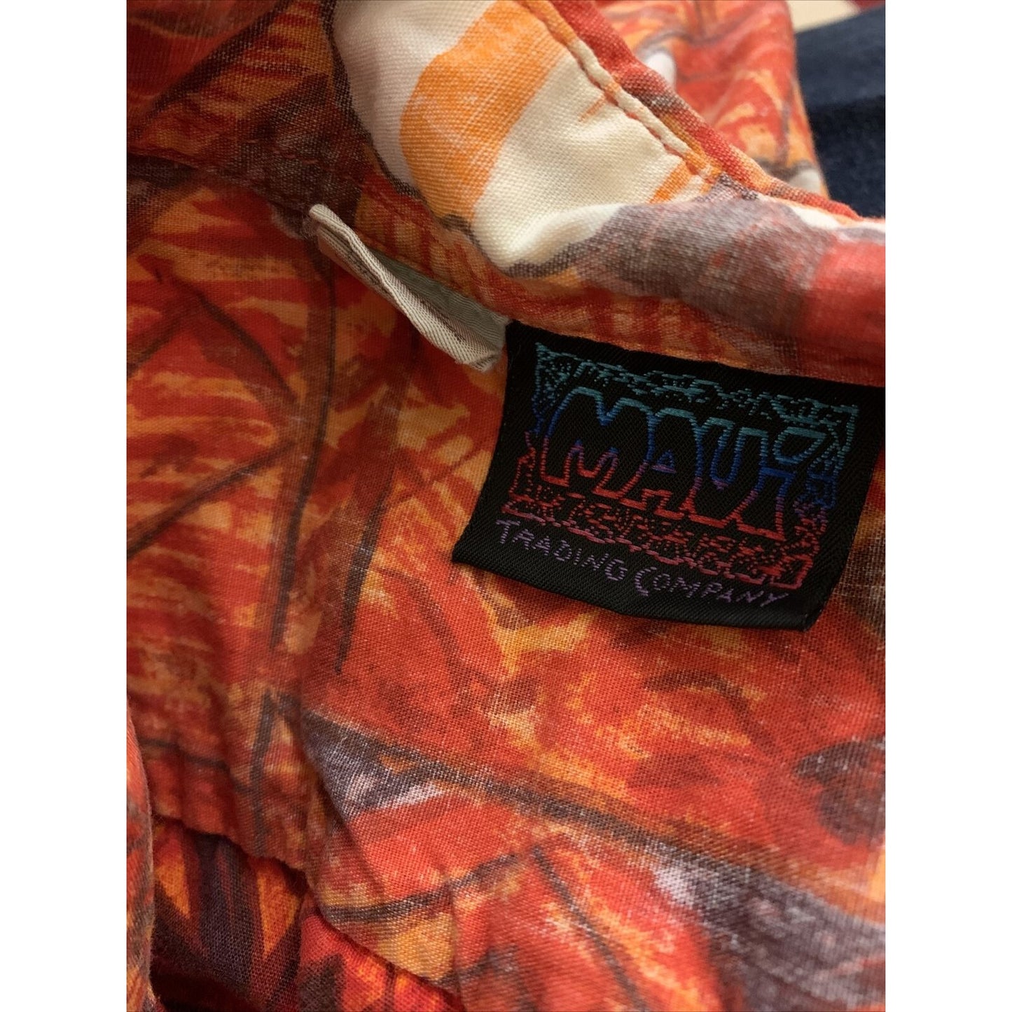 Maui Trading Company Men's XL Hawaiian Orange Tropical Button Shirt