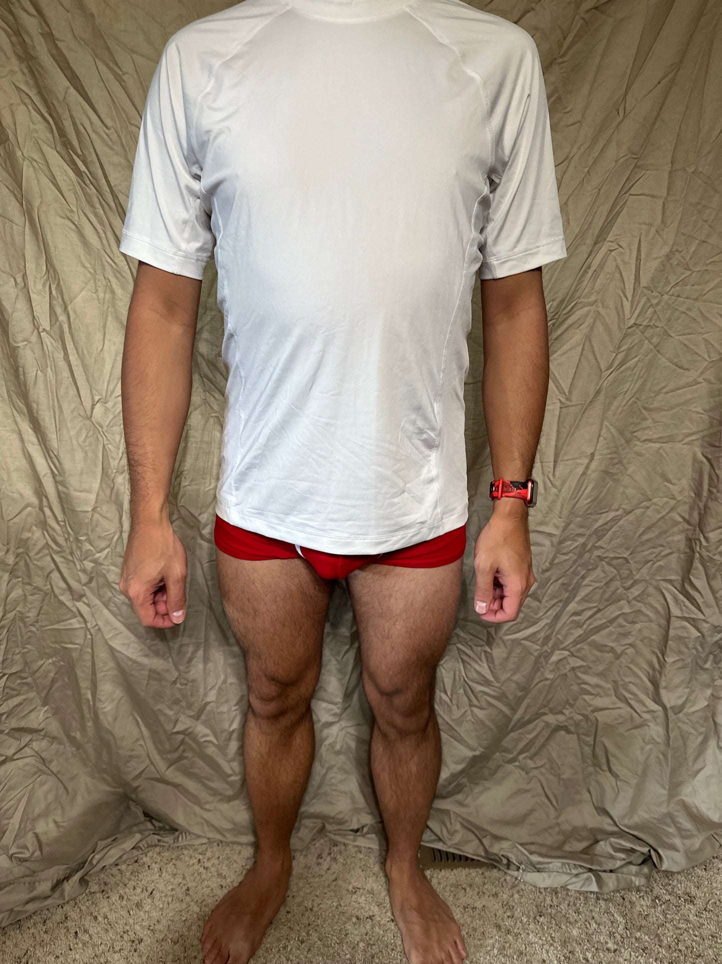 Men’s white lands end size small compression shirt short sleeve