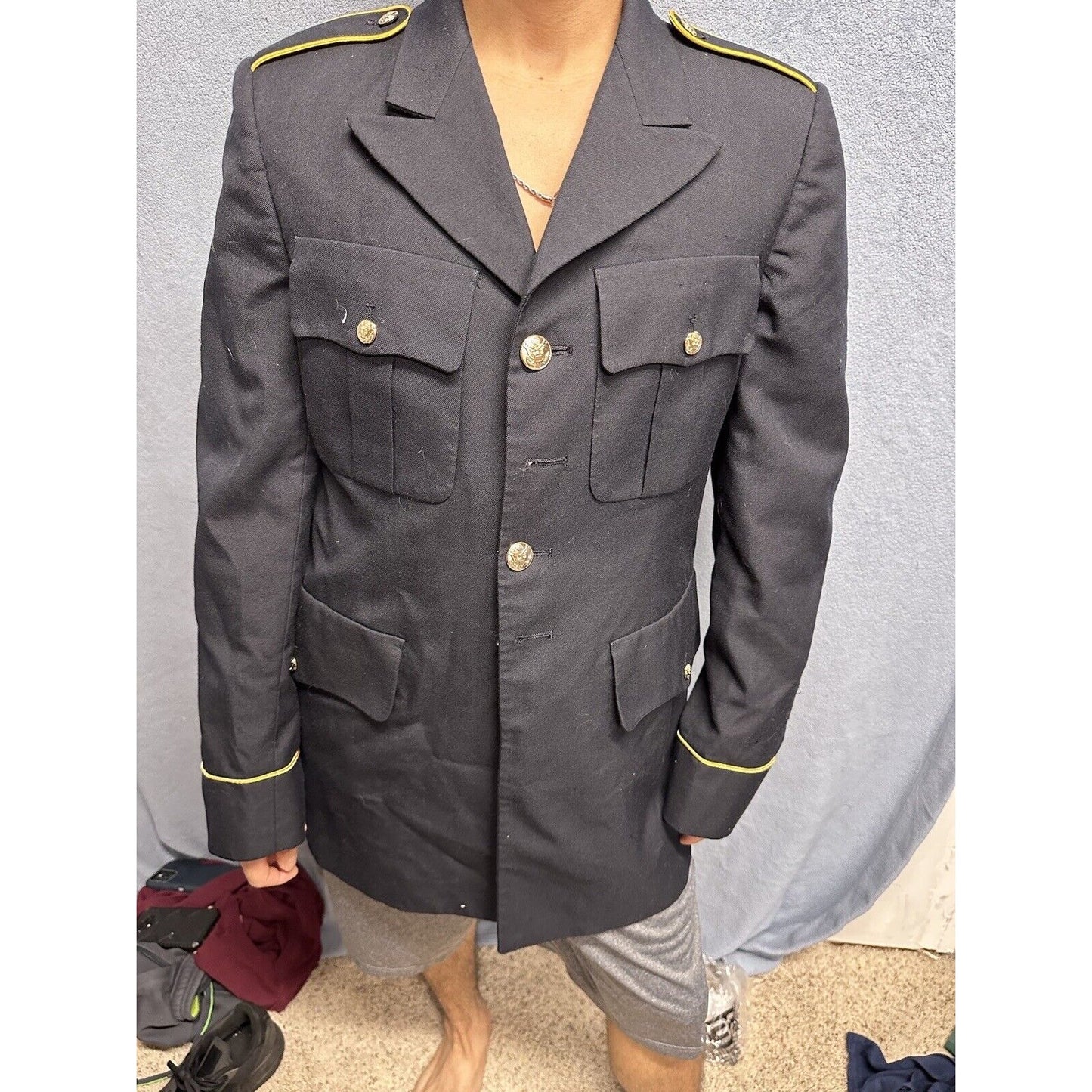 Men’s Army Coat Army Blue 450 Poly Wool 38L C Uniform Coat Top