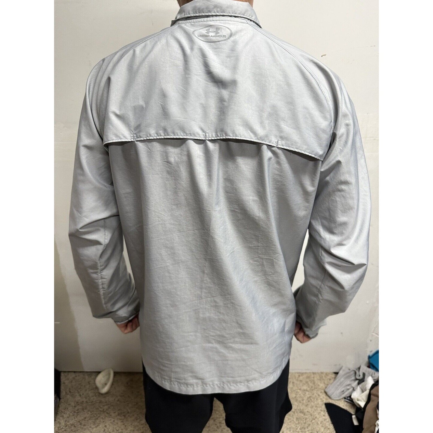 Men’s Gray Full Zip Run Fitted Medium Under Armour Sand Creek Track & Field
