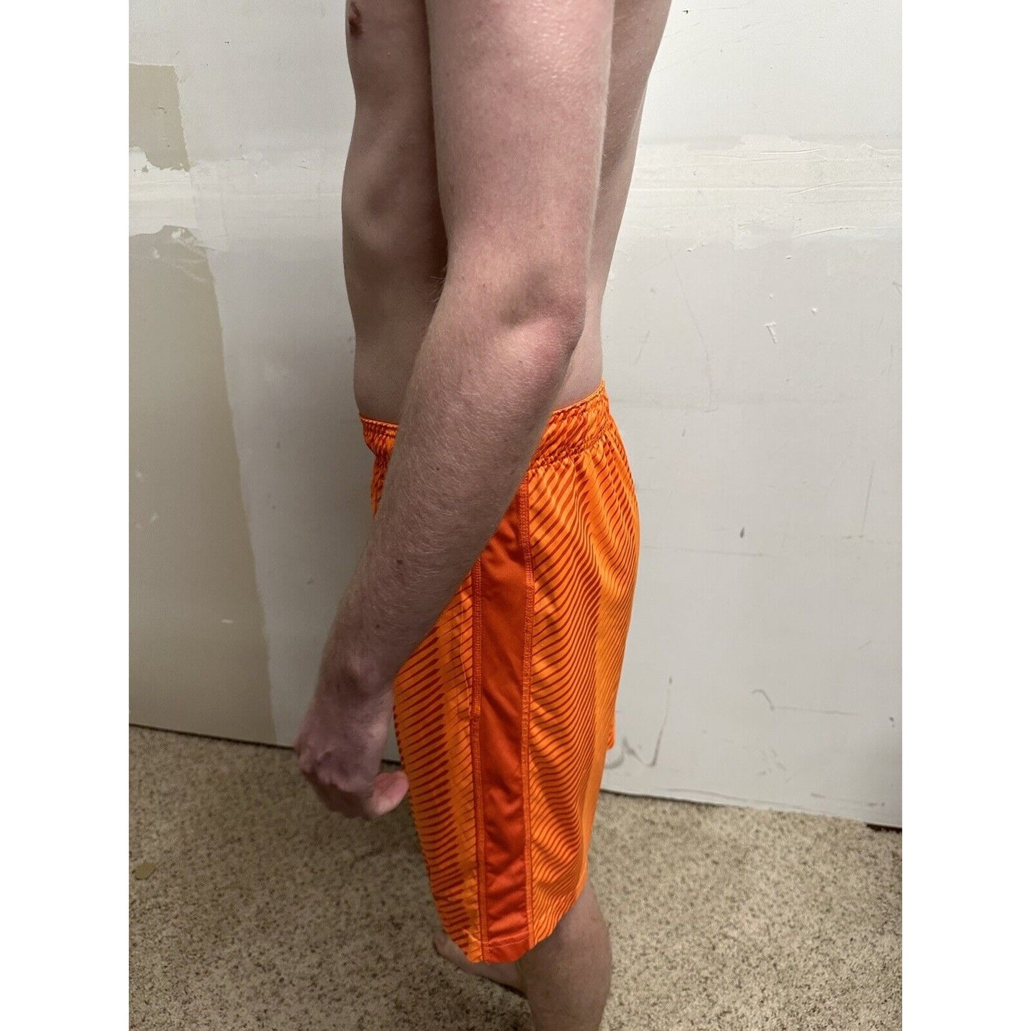 men’s nike dri-fit small neon orange shorts