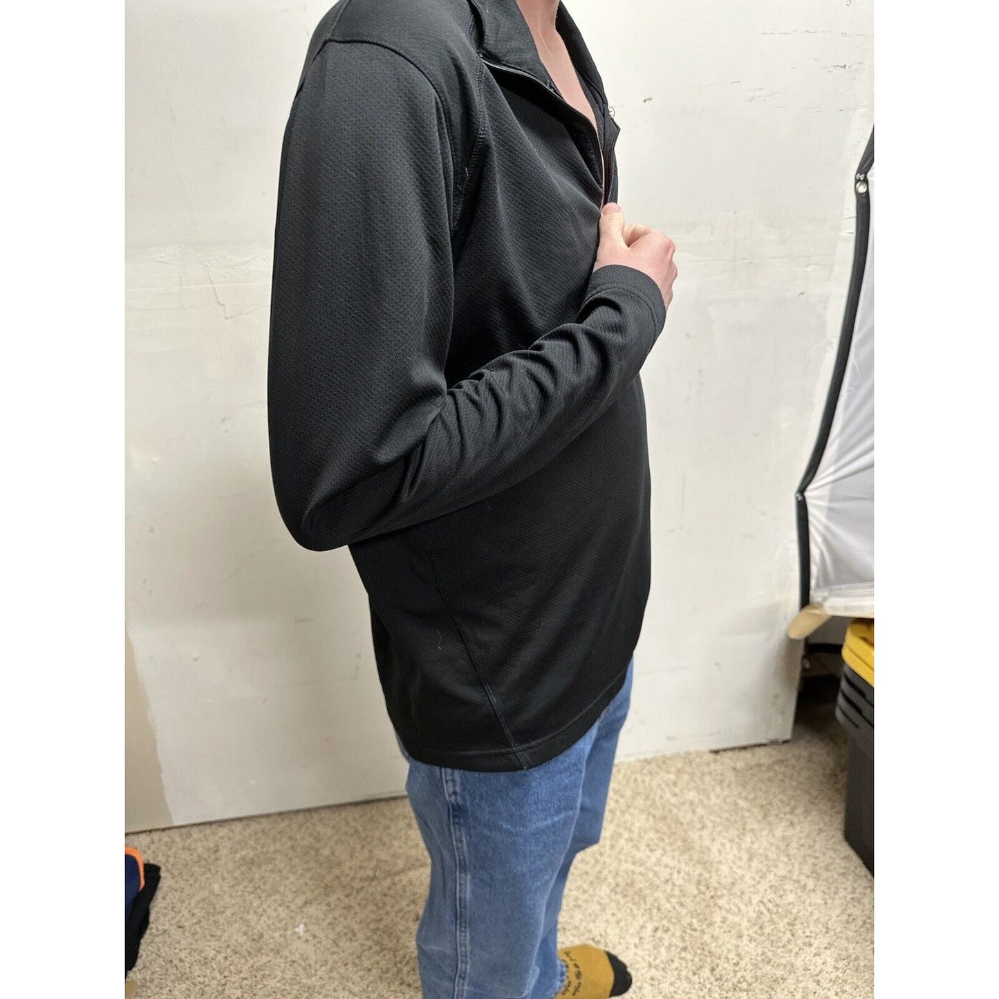 men’s dakota state trojan zone black 1/4 zip long sleeve pullover ~medium