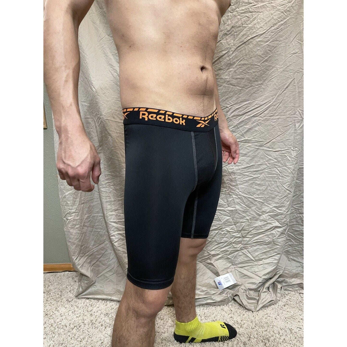men's black reebok medium orange band compression Boxer Shorts