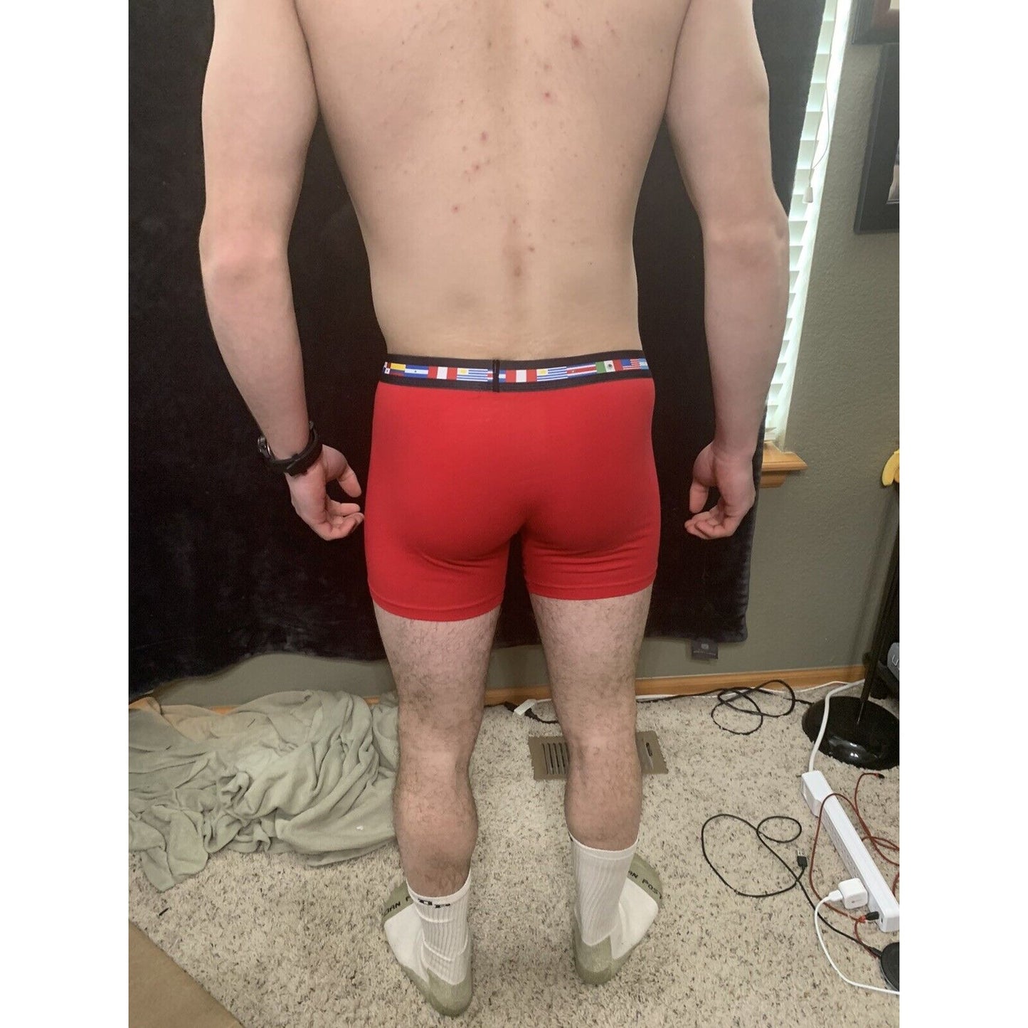 Men’s Papi Medium Boxer Briefs Red 5% Spandex