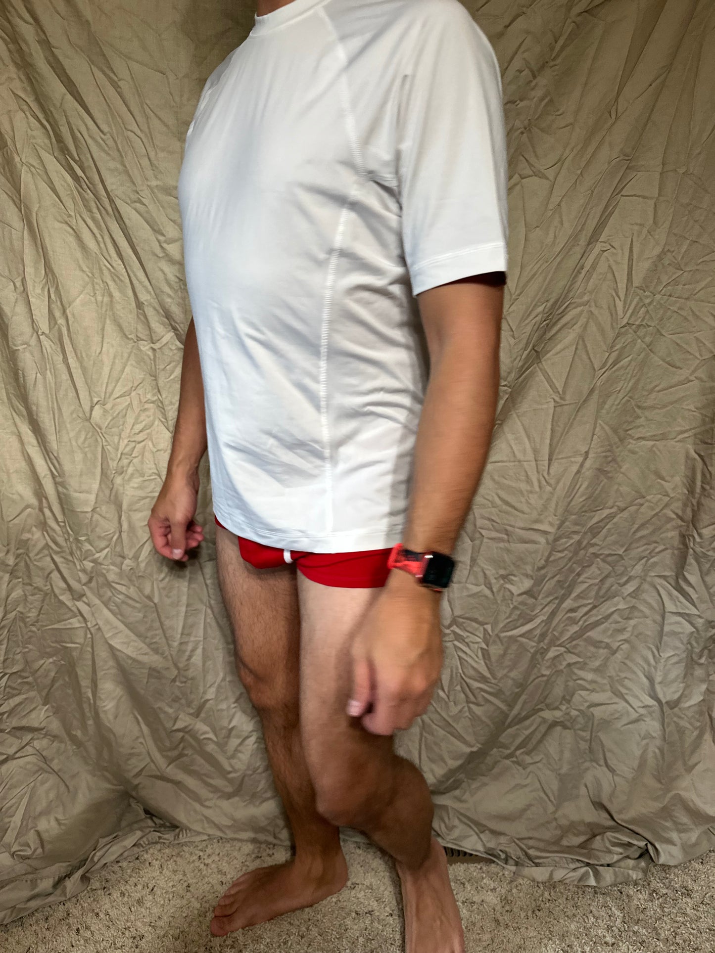 Men’s white lands end size small compression shirt short sleeve