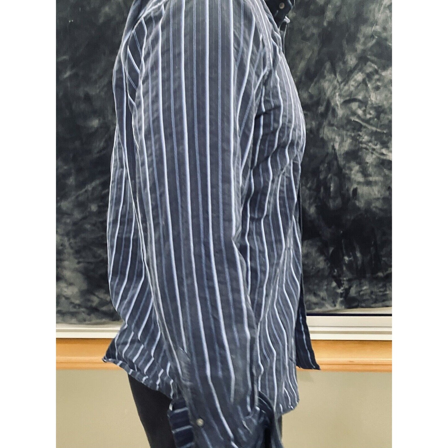 Banana Republic Navy Blue Striped Cotton Men’s Large Button-down Long Sleeves
