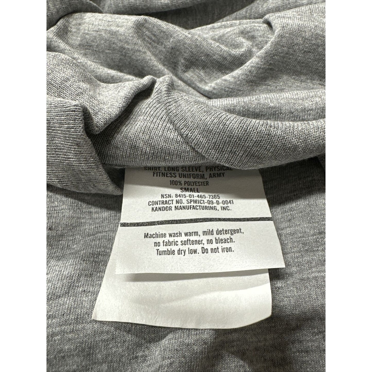 GENUINE US ARMY Military PT PHYSICAL FITNESS GRAY LONG SLEEVE T SHIRT Small