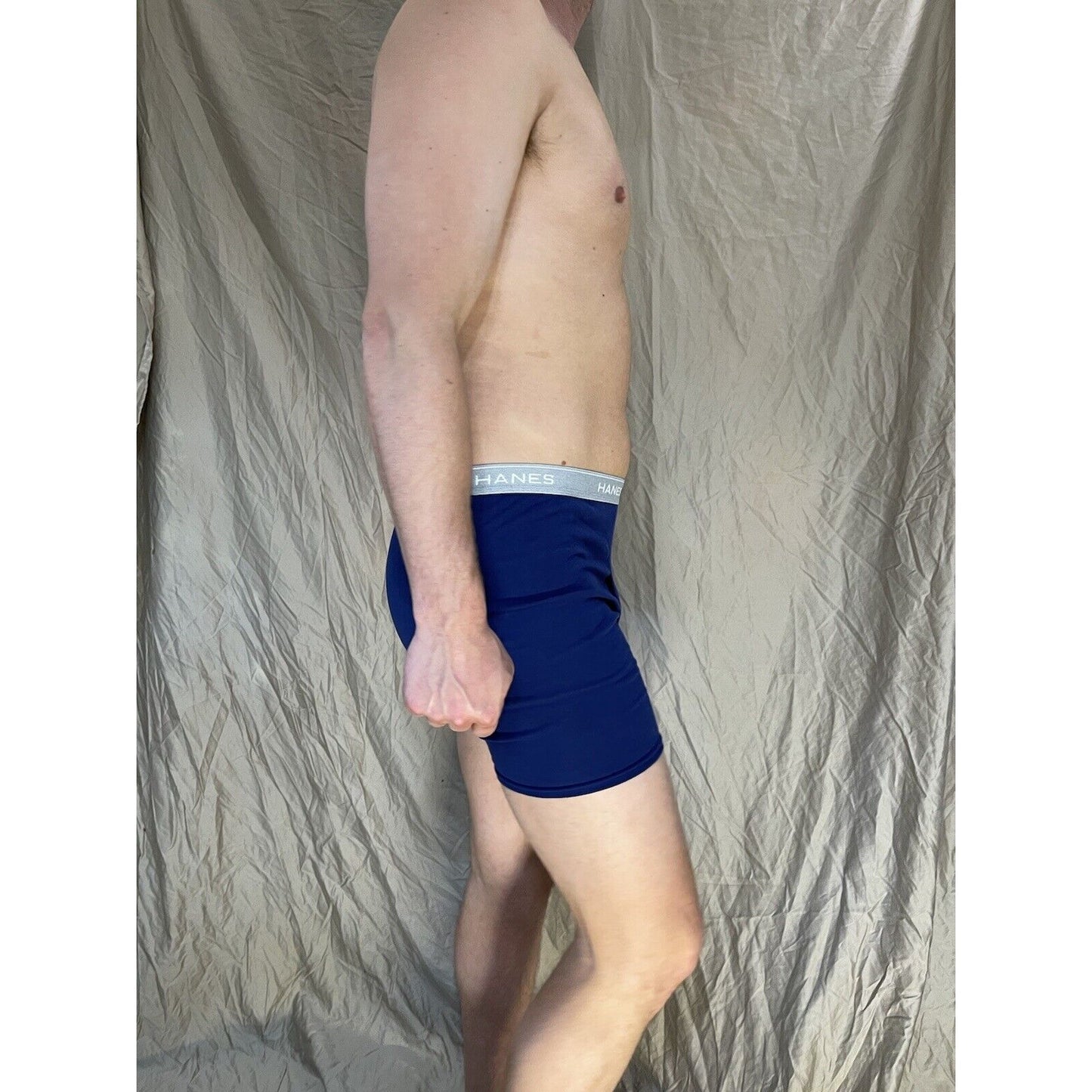 men's hanes blue boxer brief comfort flex large