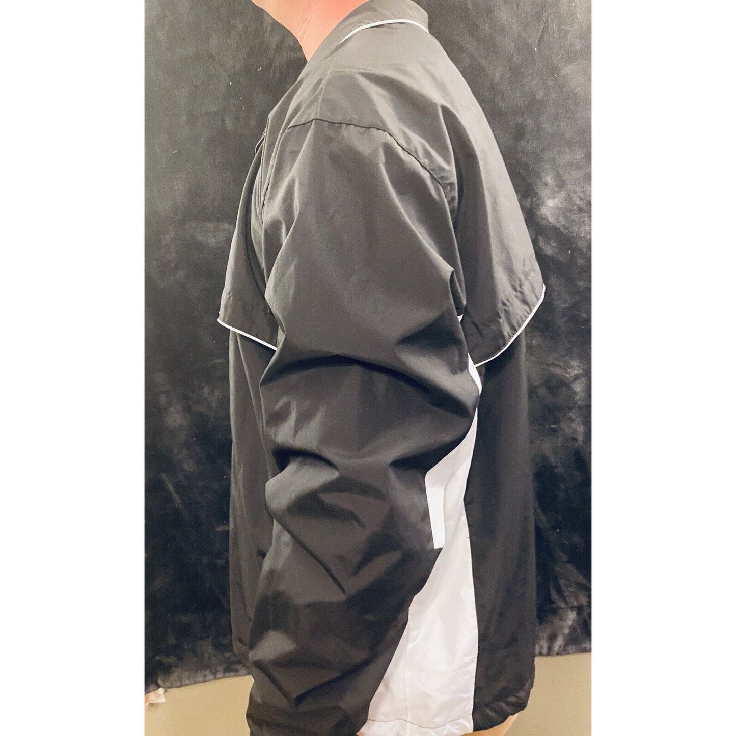Soffe Men’s Full Zip Polyester Track Jacket Black/White Large