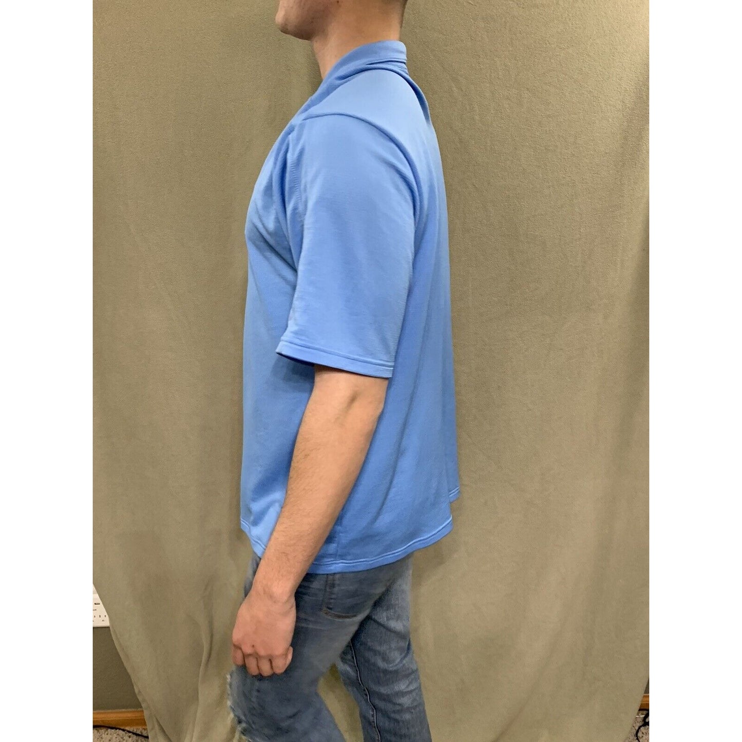 Nike Mens Large Golf Polo Blue Short Sleeve Shirt Dri Fit