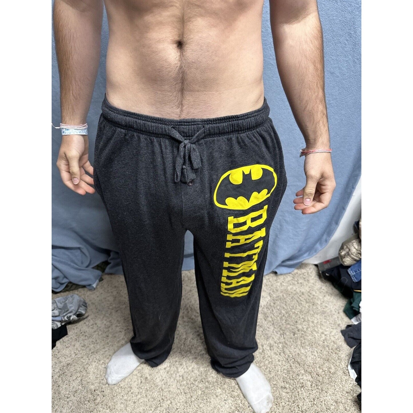 Men’s Large Batman Dark Gray Lounge Pants Sleep Wear With Pockets Large