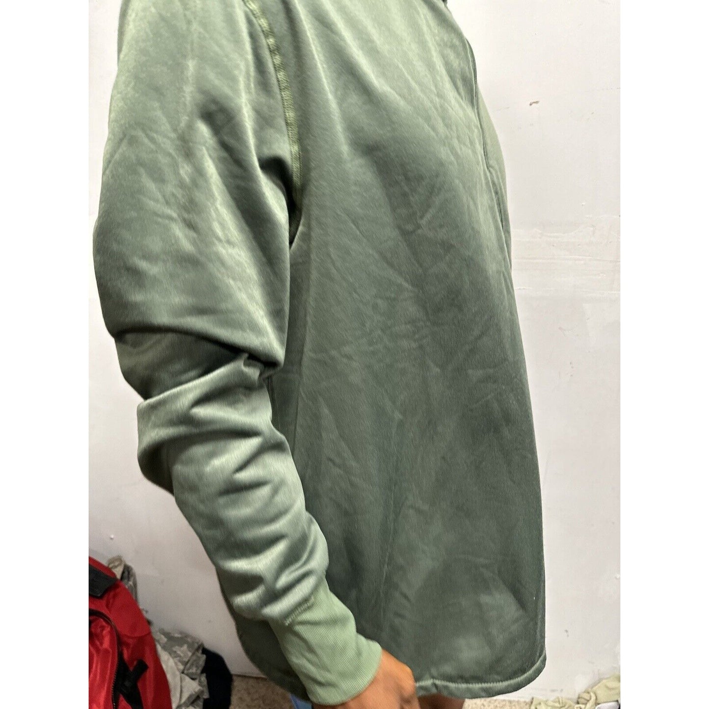 Men’s Green Military Army USAF Large 1/4 Zip Jacket Sleeping Shirt Long Sleeve