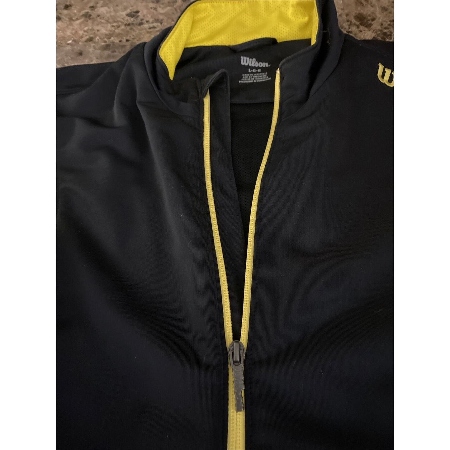 Wilson Men’s Large Black Yellow Mesh Polyester Full-zip Jacket