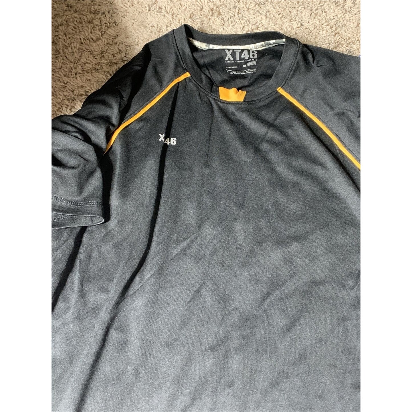 Men’s Soffe XT46 Black With Yellow Large Tee 100% Polyester