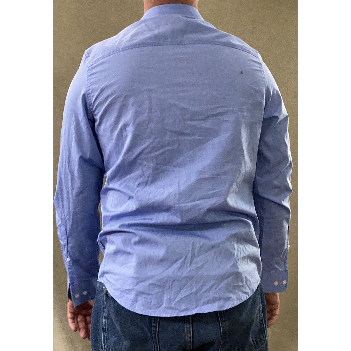 Calvin Klein Men’s Medium Plain Blue Button-Down Formal Cotton Long Sleeves